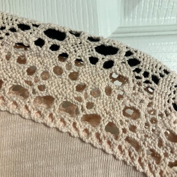 Molly & Isadora Crochet Shoulder Coral 100% Cotton T-Shirt Women's Size 0X NWT - Picture 4 of 5